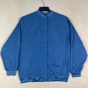 Tudor Court Womens M Snap Front Short Jacket‎ 3/4 Sleeve Pockets Blue